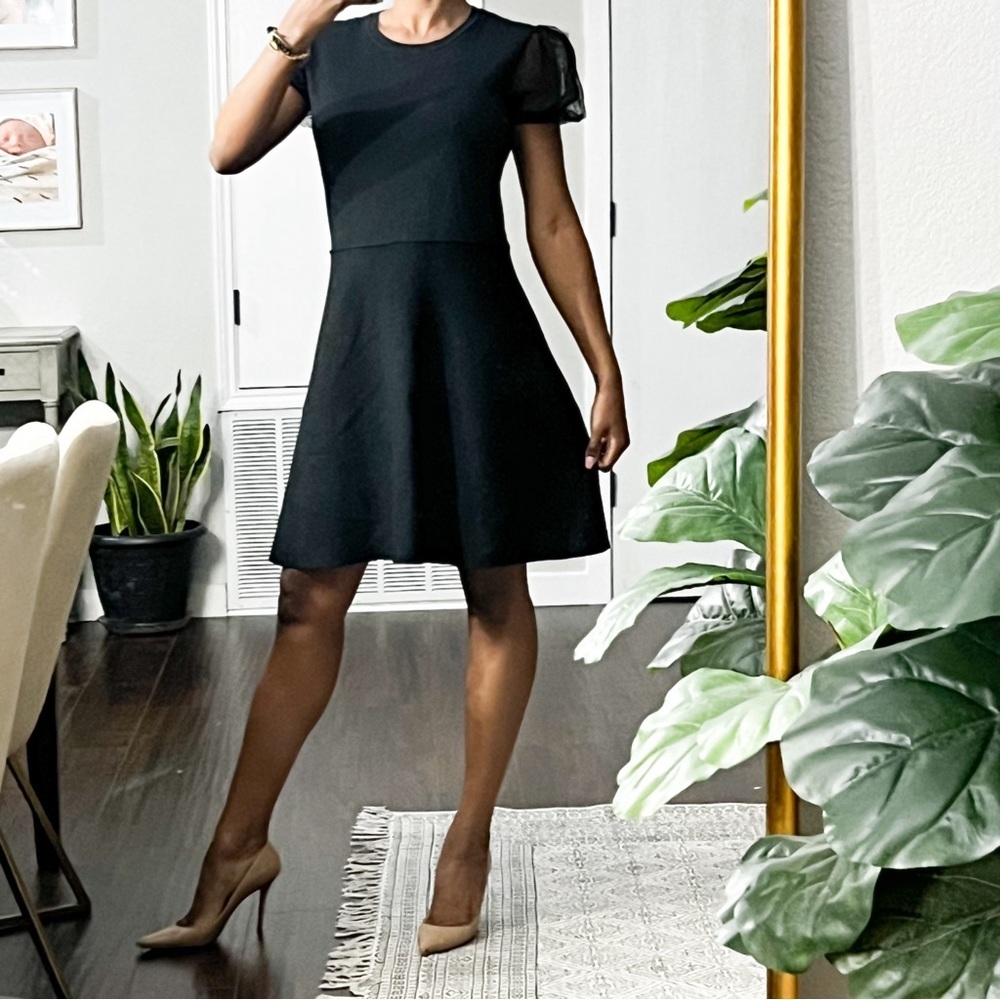 Red Valentino Black A-Line sweater  Dress with Mesh Sleeves size xl